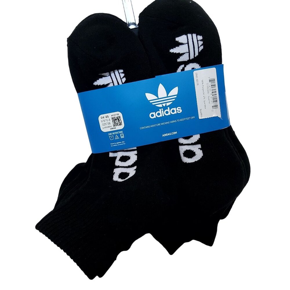 Adidas Mens Black  logo detailing Ribbed cuffs   Crew Socks Size 6-12 6-Pack - Picture 2 of 3